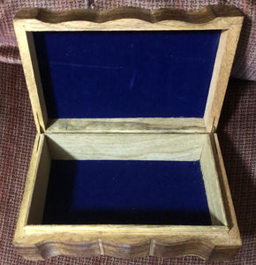 Hand Carved Triquetra Storage box. Blue colored