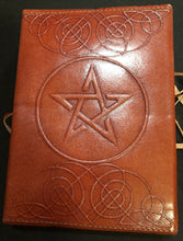 Load image into Gallery viewer, Pentacle Leather Bound Blank Book 5”x7”