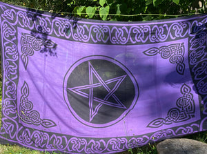 Center Pentacle Tapestry purple and black