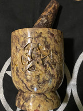 Load image into Gallery viewer, Soapstone Mortar and Pestle with pentacle