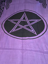 Load image into Gallery viewer, Center Pentacle Tapestry purple and black