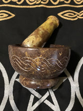 Load image into Gallery viewer, 4” diameter Mortar and Pestle with knot work