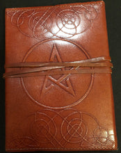 Load image into Gallery viewer, Pentacle Leather Bound Blank Book 5”x7”