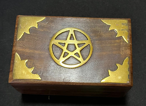 Inlaid brass pentacle box